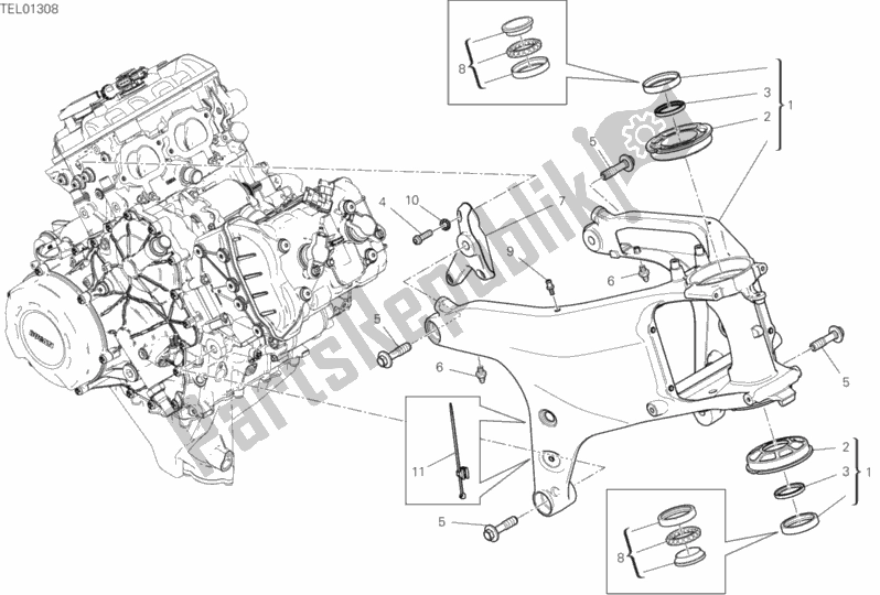 All parts for the Frame of the Ducati Superbike Panigale V4 S Brasil 1100 2019